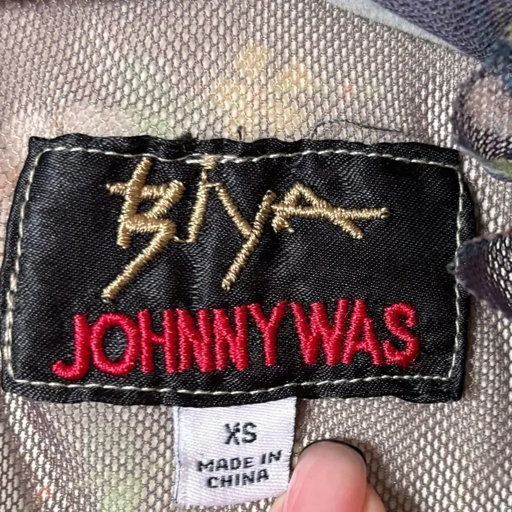 Johnny Was Renley Black Brown Blouse Sheer Mesh Floral Embroidered Size  XS